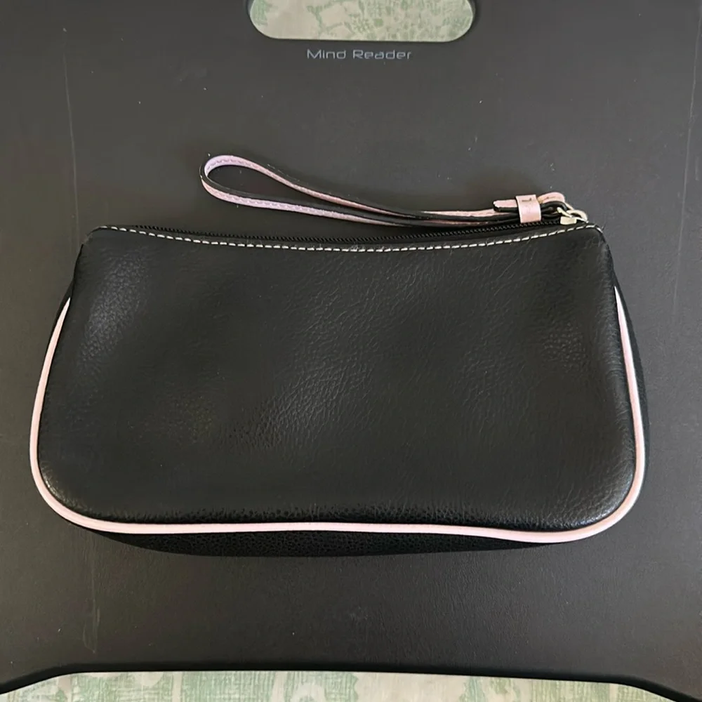 “K” initial black & pink wristlet, makeup, toiletry, cosmetic bag - Picture 2 of 8